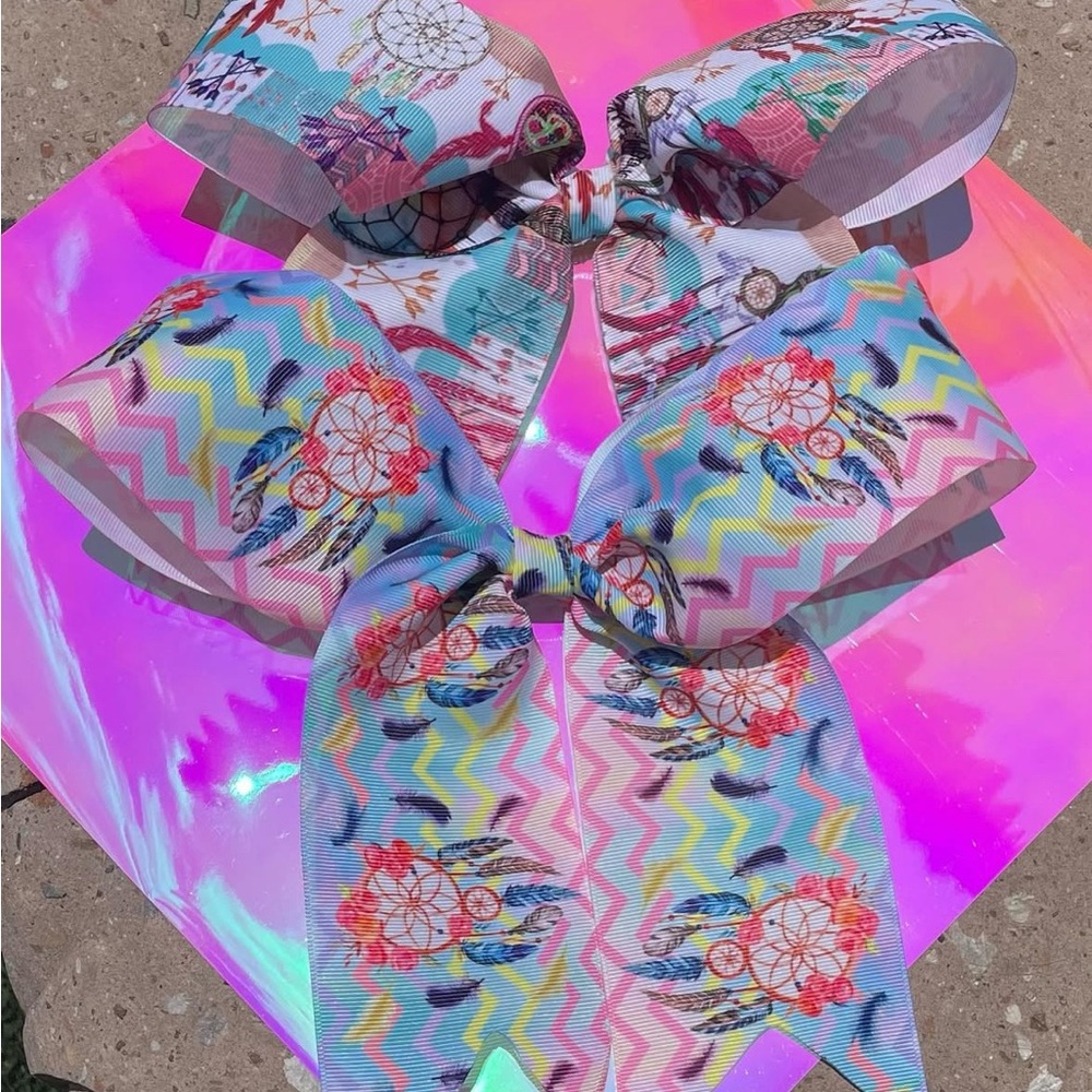 Vibrant Pink and Blue Confetti Hair Bow